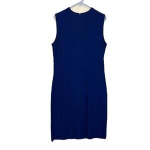 Vintage St. John Collection Santana Knit Blue Ribbed Sleeveless Sweater Dress 12